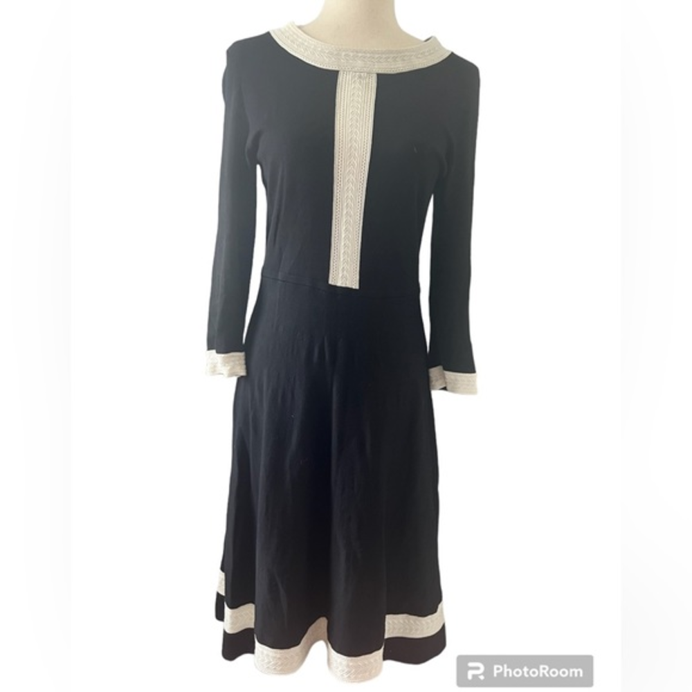 Talbots Black‎ & White Long Sleeve Sweater Dress S